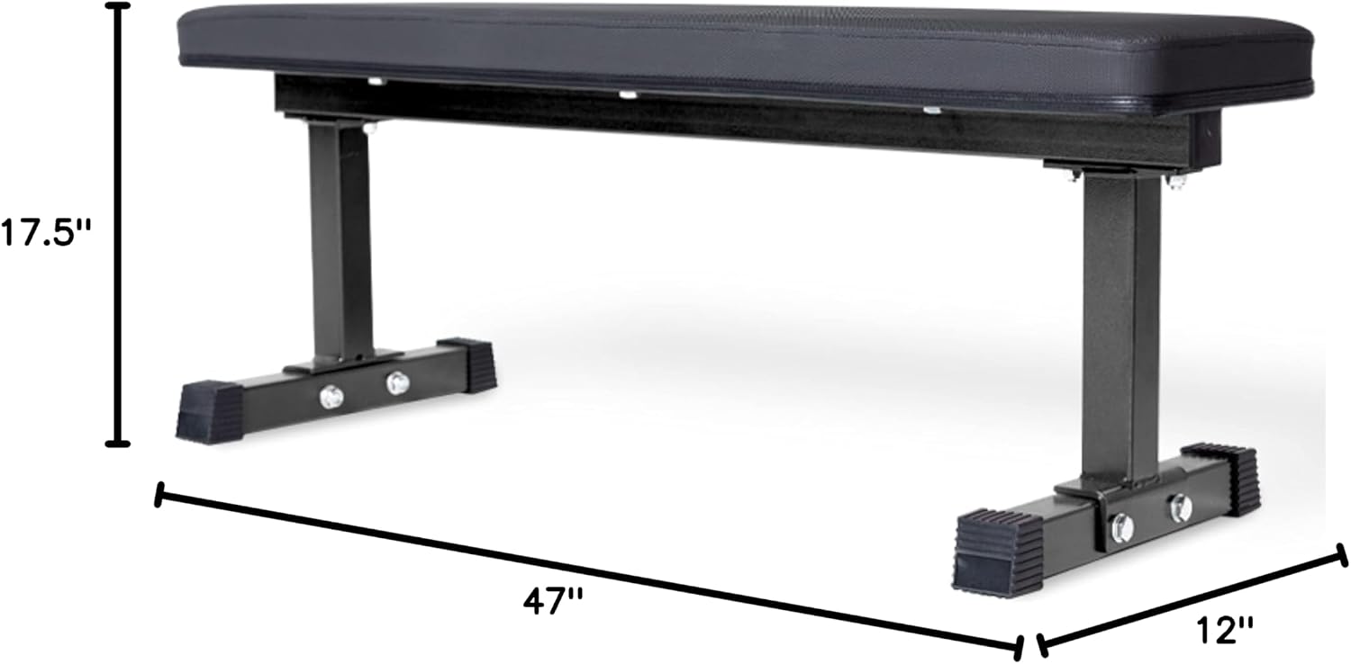 REP Fitness Flat Weight Bench, Heavy Duty Workout Bench For Home Gym, Folding Fitness Equipment For Strength Training, Adjustable Utility Platform For Dumbbells, Barbell, Lifting And Core Exercises