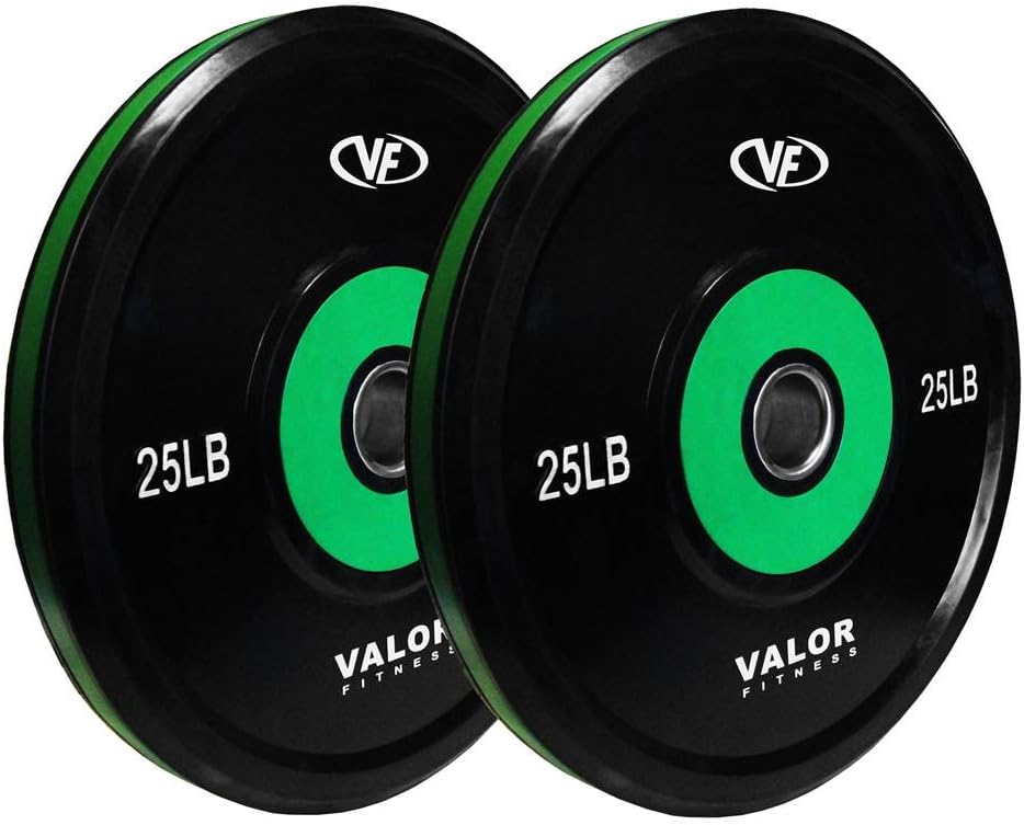 Valor Fitness Olympic Bumper Plate Pro - Weight Plates - Lifting Strength Conditioning Cross Training Workouts – Sold in Singles, Pairs, Sets - Workout Equipment