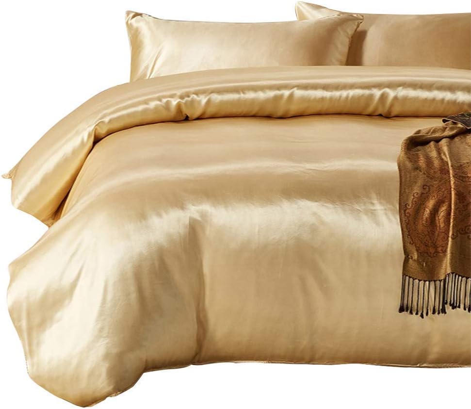 Yarns of Cotton 3 PC All Season Silky Super Soft Comforter Set Luxurious Bedding Set - (1 Comforter, 2 Pillow Cases) King/Gold