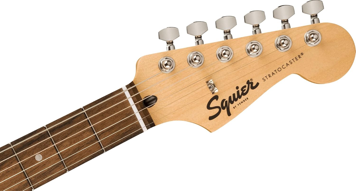 Fender Squier Sonic Stratocaster - Arctic White Bundle with Mustang Micro Headphone Amplifier, Instrument Cable, Tuner, Strap, Picks, and Austin Bazaar Instructional DVD