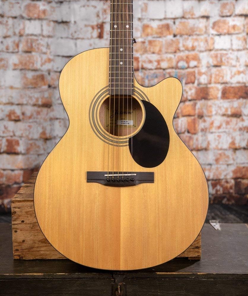 Jasmine S34C Orchestra Acoustic Guitar, Spruce Top, Sapele Back & Sides, Advanced X Bracing, Venetian Cutaway, Slim Neck, 25.5' Scale, Natural Finish, Chrome Tuners, Rich Balanced Tone