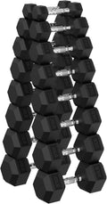 Hex Dumbbell Sets with Rack, 90-640 lb Rubber Encased Exercise & Fitness Dumbbells Set, Hand Weight for Strength Training, Weight Dumbbells