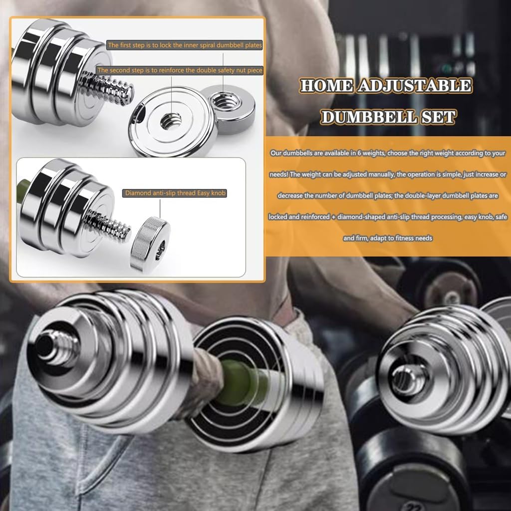 Dumbbell Set Pair Household Pure Steel Adjustable Weight For Men And Women, Dual Purpose Fitness Barbell, Bodybuilding Exercise Equipment