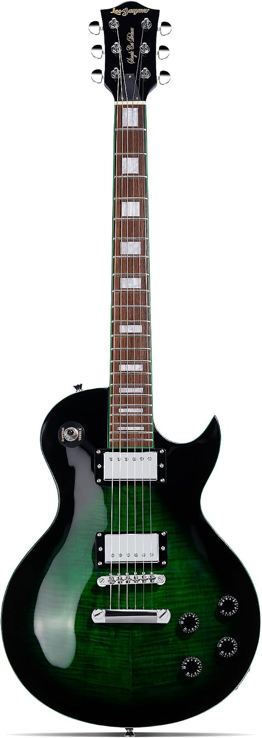 Leo Jaymz SC Series Electric Guitar – Mahogany Body, Laurel Fingerboard, Dual Humbuckers, Tune-O-Matic Bridge, C Neck, 18:1 Tuners (Black Green)