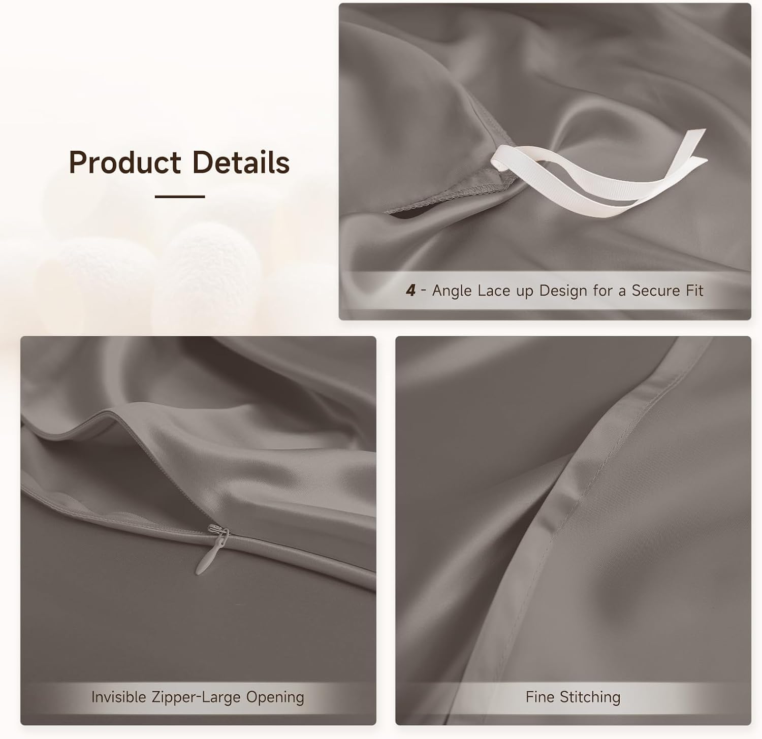 THXSILK 100% Pure Mulberry Silk Duvet Cover Set 3 Piece, 6A+ Grade Luxury Soft Bedding Silk Sheets for Hair and Skin, 1 Pcs Duvet/Quilt/Comforter Cover with 2 Zippered Pillowcases (Charcoal, Twin)