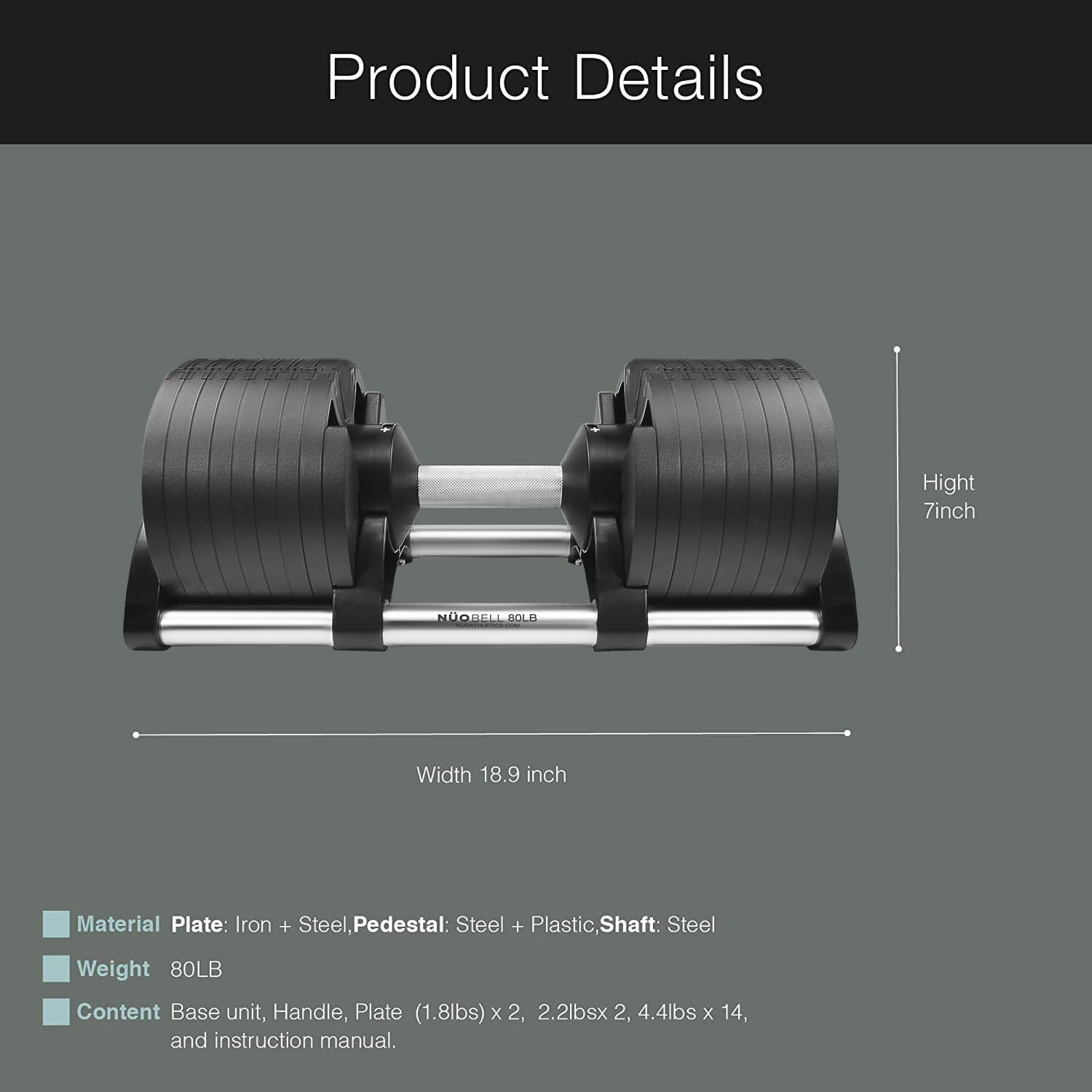 Bodytech x Noubell dumbbell Adjustable Dumbbell weight change with one-hand