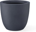 Kante 18 Inch Dia Round Concrete Planter, Indoor Outdoor Large Plant Pot with Drainage Hole and Rubber Plug for Home Patio Garden, Charcoal
