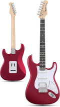 Tostar Beginner Electric Guitar, Solid Body, 39' Full Size Strat Style with HSS Pickups, 5-Way Switch, Tremolo Bridge, Maple Neck & Tectona Fretboard, Ideal for Beginners and Gifting, Red