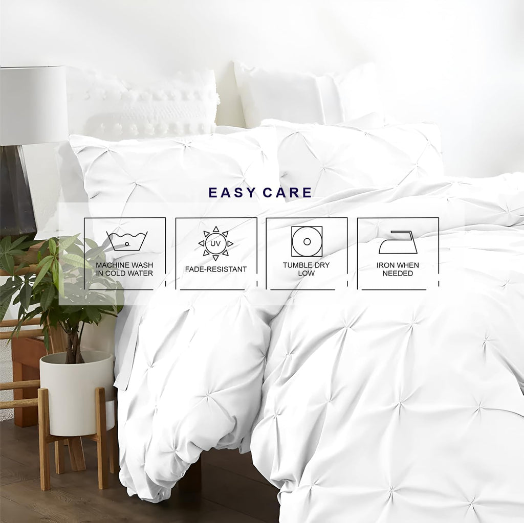 Kotton Culture Custom Pinch Pleated - Pintuck Duvet Cover - 100% Egyptian Cotton 600 Thread Count Decorative Customize Comforter Cover(Desired Dimensions) - Zipper Closure & 7 Internal Ties - White