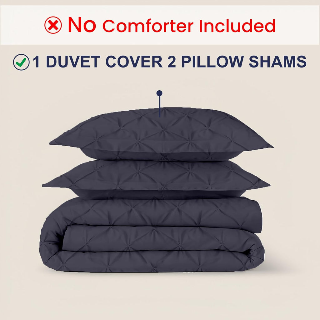 Kotton Culture 120'x 120' 3 Pc Super King Plus Pinch Pleated - Pintuck Duvet Cover Set - 100% Egyptian Cotton 600 TC - Zipper Closure & 7 Internal Ties- Fits Extra Large King Inserts - Dark Grey
