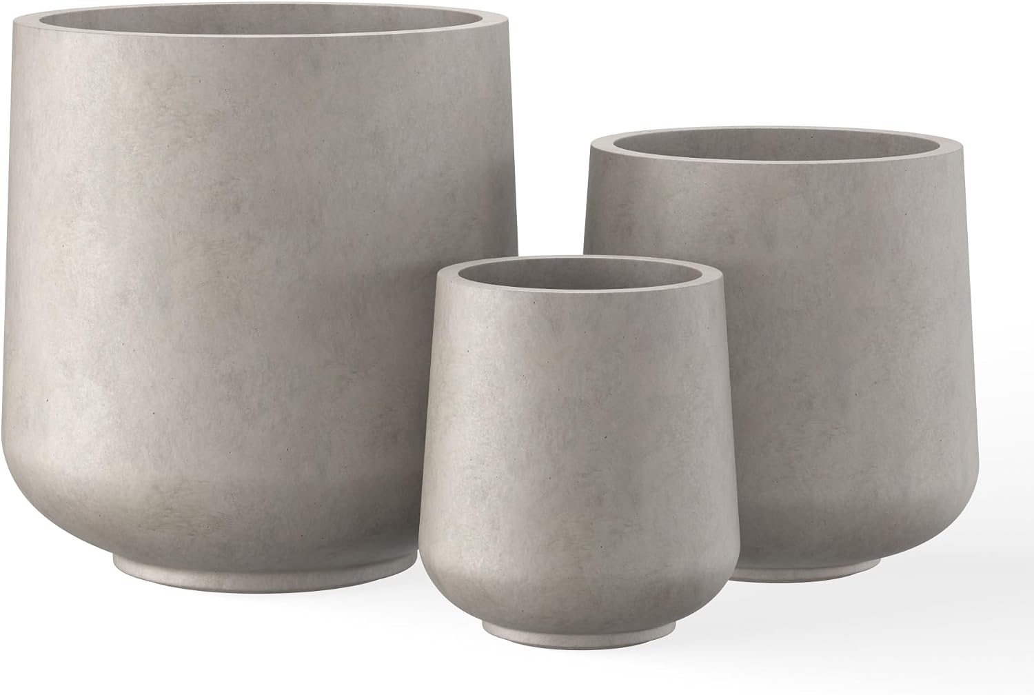 Kante 15.3'+11.6'+8.2' Dia Round Concrete Planter, Large Outdoor Indoor Planter Pots Containers with Drainage Holes and Rubber Plug for Home Garden Patio, Weathered Concrete