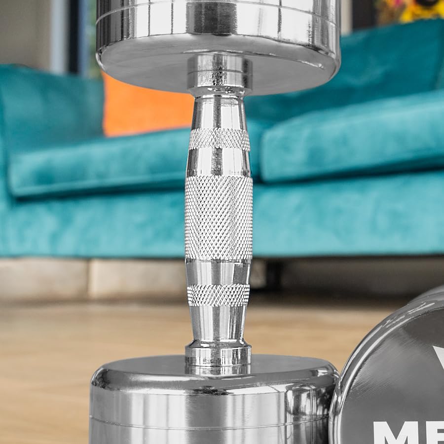 METIS Chrome Dumbbell Weights [Pair] - Pair of Dumbbell Hand Weights [2lb - 22lb] | Exercise & Fitness Dumbbells | Steel Weights Dumbbells Set | Strength Training Equipment