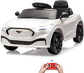 Bobike Electric Ride On Car for Kids, 12V Electric Toddler Car with Remote Control, Ride on Toys for Kids with LED Lights, Music Player, Lockable Doors (White)