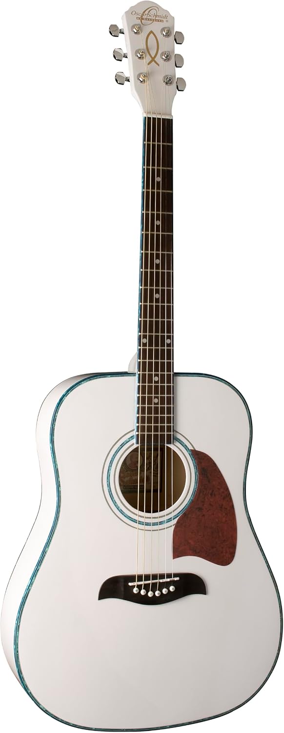 Oscar Schmidt OG2WH-A Dreadnought Acoustic Guitar. White