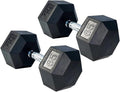 Gronk Fitness Rubber Hex Dumbbell Pairs | 5lbs - 70lbs | Workout Equipment for Men and Women | Rubber Coated Cast Iron with Ergonomic Chrome Plated Handles