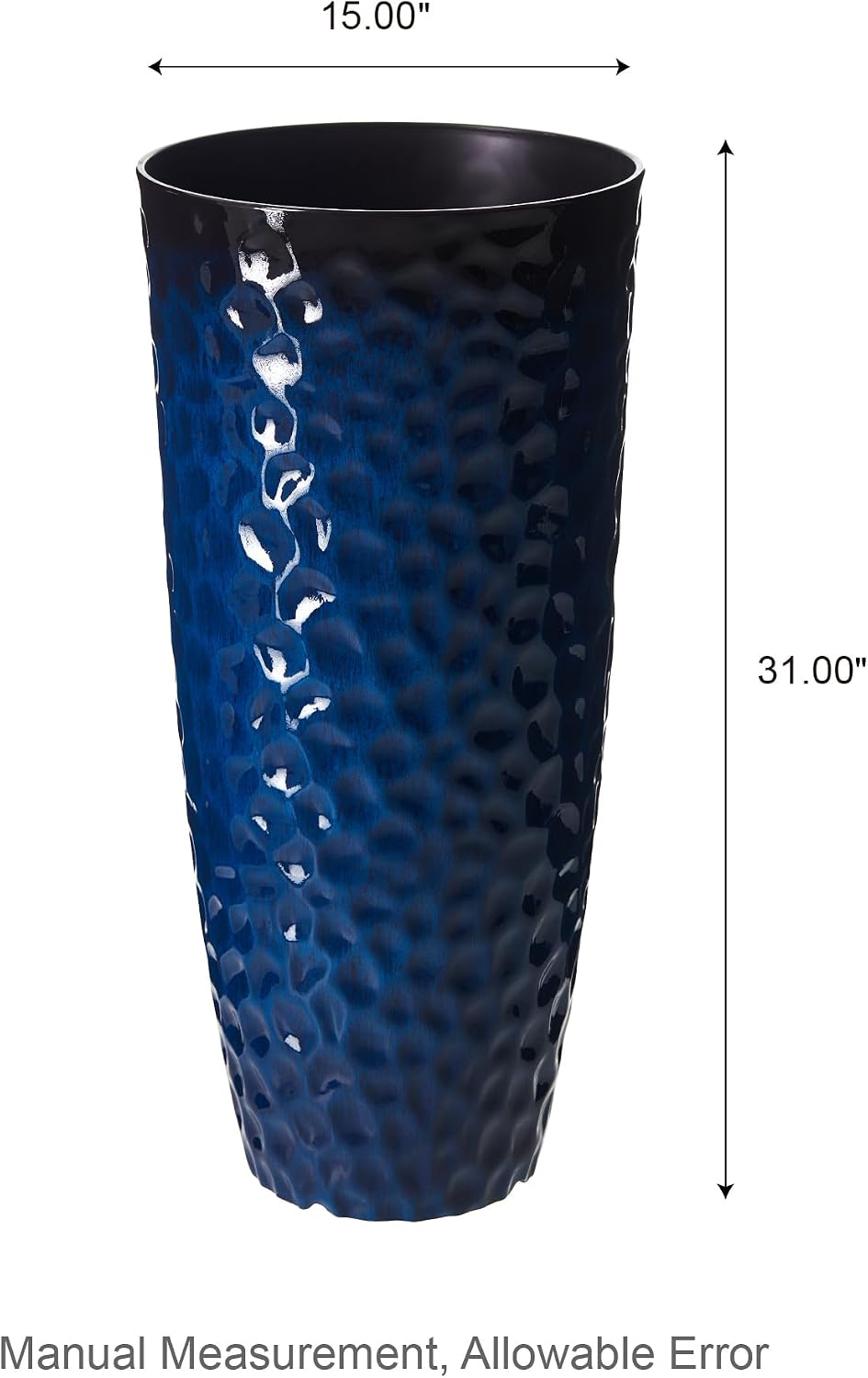Glitzhome 31' H Oversized Tall Planter, Set of 2 Honeycomb Textured Gradient Cobalt Blue Round Garden Plant Pots with Drainage Holes, Large Flower Containers for Indoor Outdoor Front Door Patio