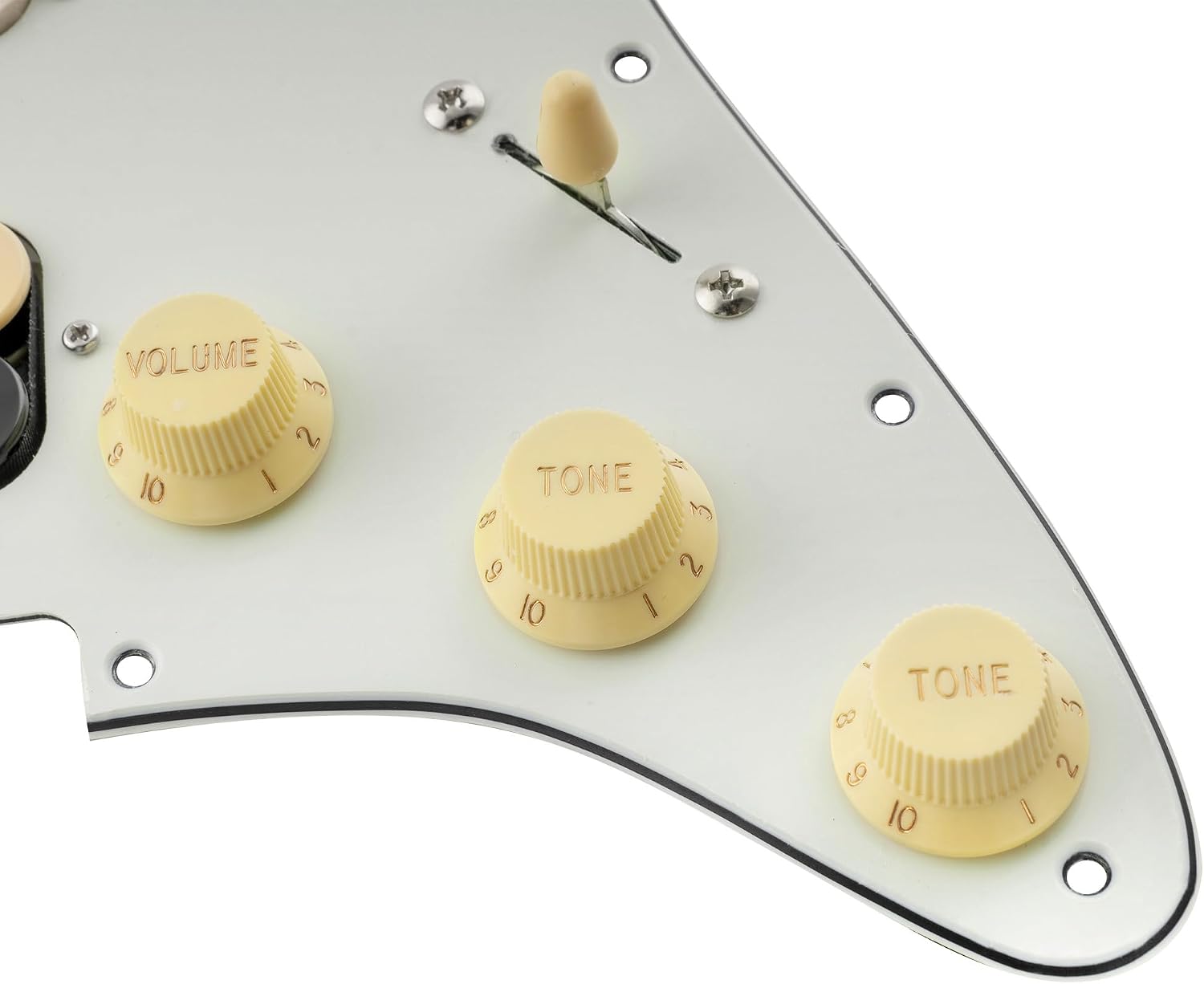 Musiclily Pro Auto-Split HSS Loaded Pickguard ST Prewired Pickguard with Artec Alnico 5 Single Coil Humbucker Pickups for American/Mexico Import Squier Strat Electric Guitar, 3ply Aged White