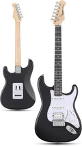 Tostar Beginner Electric Guitar, Solid Body, 39' Full Size Strat Style with HSS Pickups, 5-Way Switch, Tremolo Bridge, Maple Neck & Tectona Fretboard, Ideal for Beginners and Gifting, Black