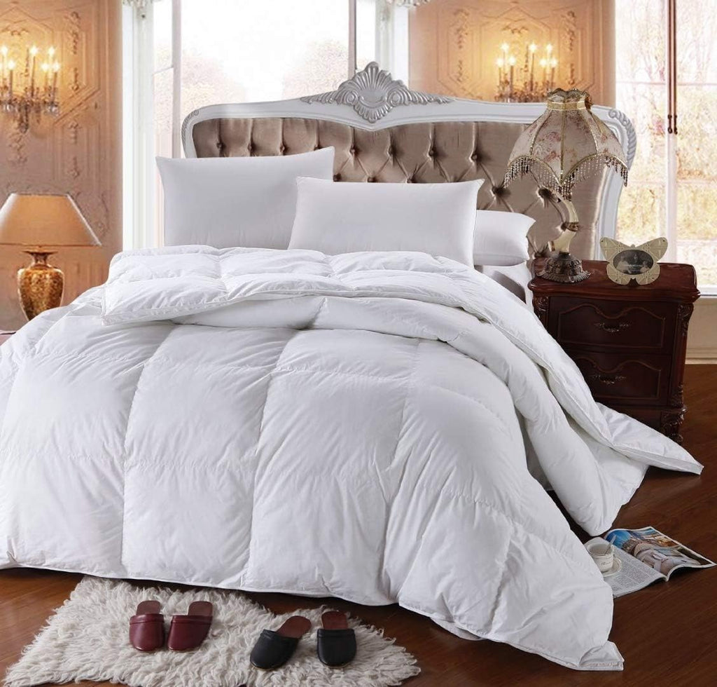 Royal Hotel Bedding 300 Thread Count Oversized Queen Size Down-Alternative Comforter, Overfilled Duvet Insert 100% Cotton Shell 750FP - 100% Down-Alternative Fill, 85OZ - White Solid, Oversized Queen