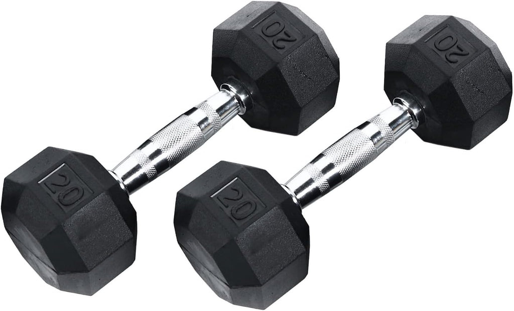 Ader Rubber Coated Hex Dumbbell Set 5-25 lbs