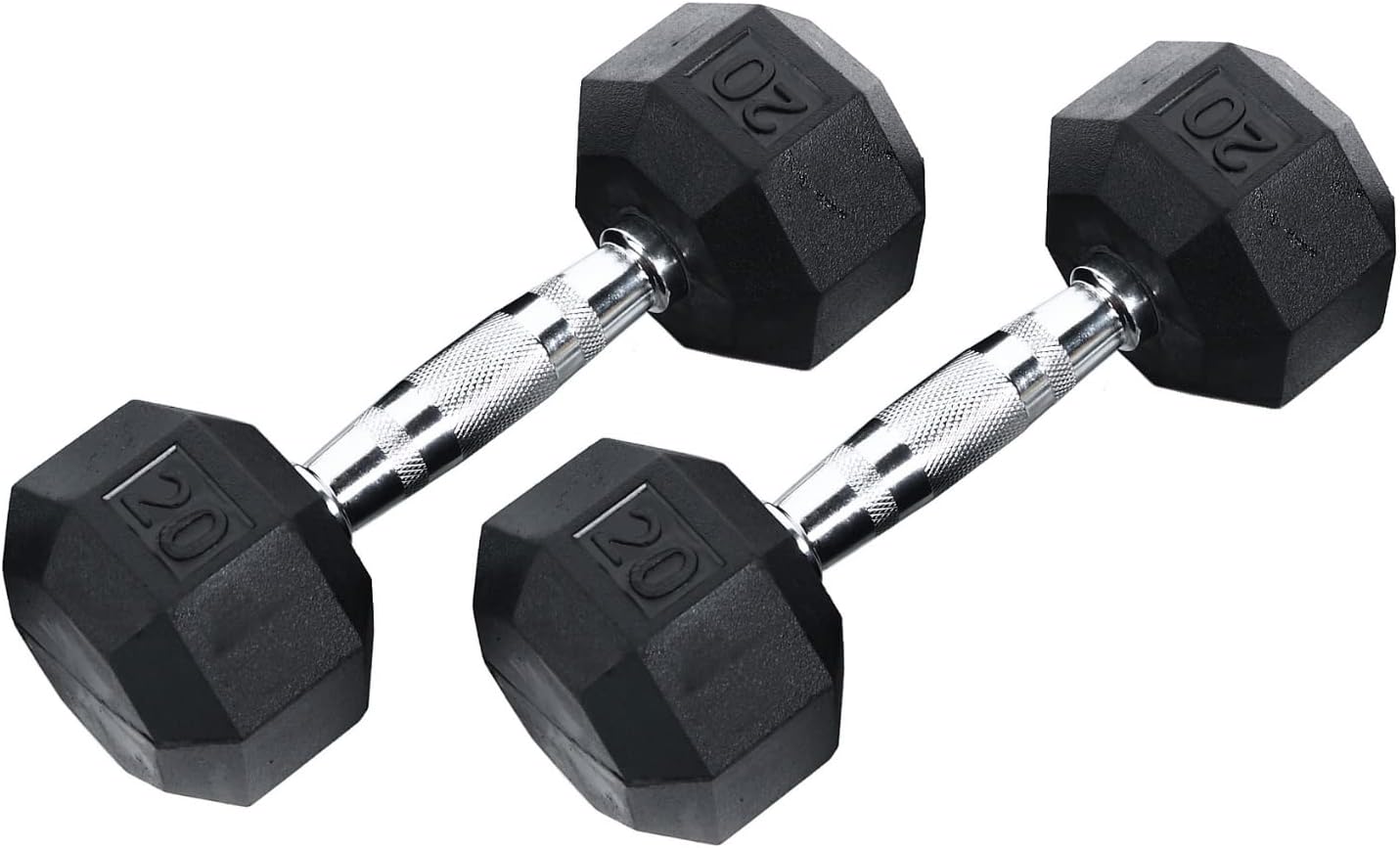 Ader Rubber Coated Hex Dumbbell Set 5-25 lbs