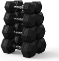 Rubber Encased Hex Dumbbell, Hand Weights with Anti-Slip Cast Iron Grip for Exercise & Fitness, Weights Dumbbells Set of 2 for Strength Training