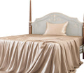 PROMEED 100% Pure Mulberry Silk Sheets Set 3 Piece, 23 Momme Grade 6A+ Natural Silk Bed Sheet Set, Includes Flat Sheet, Fitted Sheet and Pillowcase (Champagne, Twin/Twin-XL)