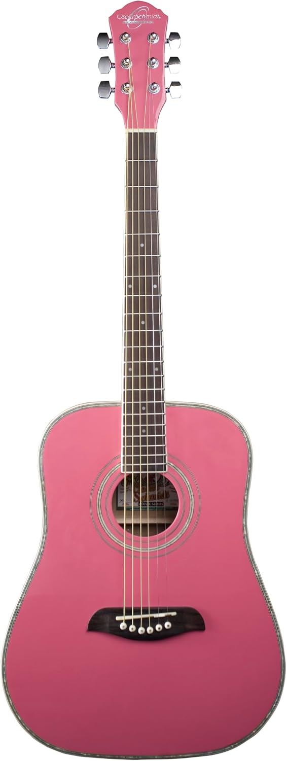 Oscar Schmidt OG1P-A 3/4 Dreadnought Acoustic Guitar. Pink