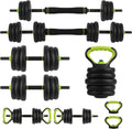 GarveeLife 44 LBS Adjustable Dumbbell Set with Iron Grip for Home Gym,4-in-1 Adjustable Weights as Barbell Set, Dumbbell Set,Kettlebells and Push-up