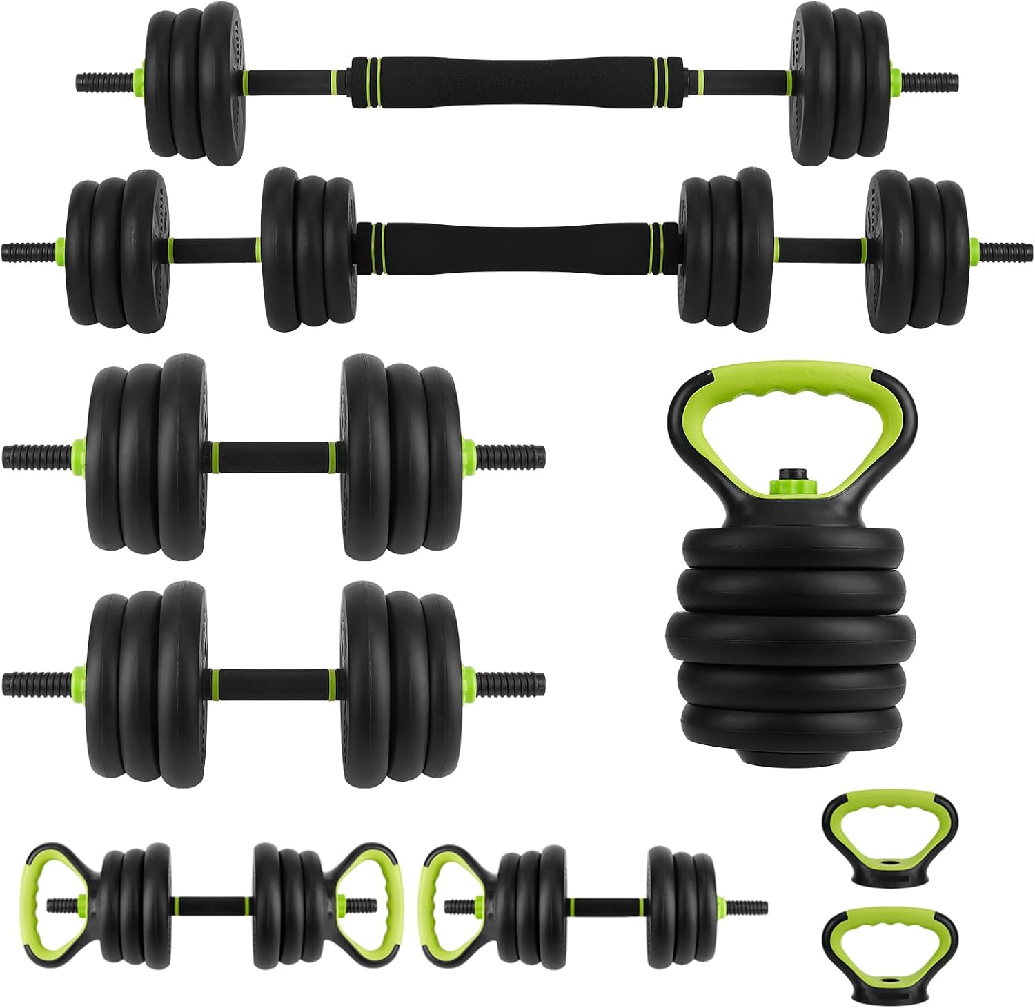 GarveeLife 44 LBS Adjustable Dumbbell Set with Iron Grip for Home Gym,4-in-1 Adjustable Weights as Barbell Set, Dumbbell Set,Kettlebells and Push-up