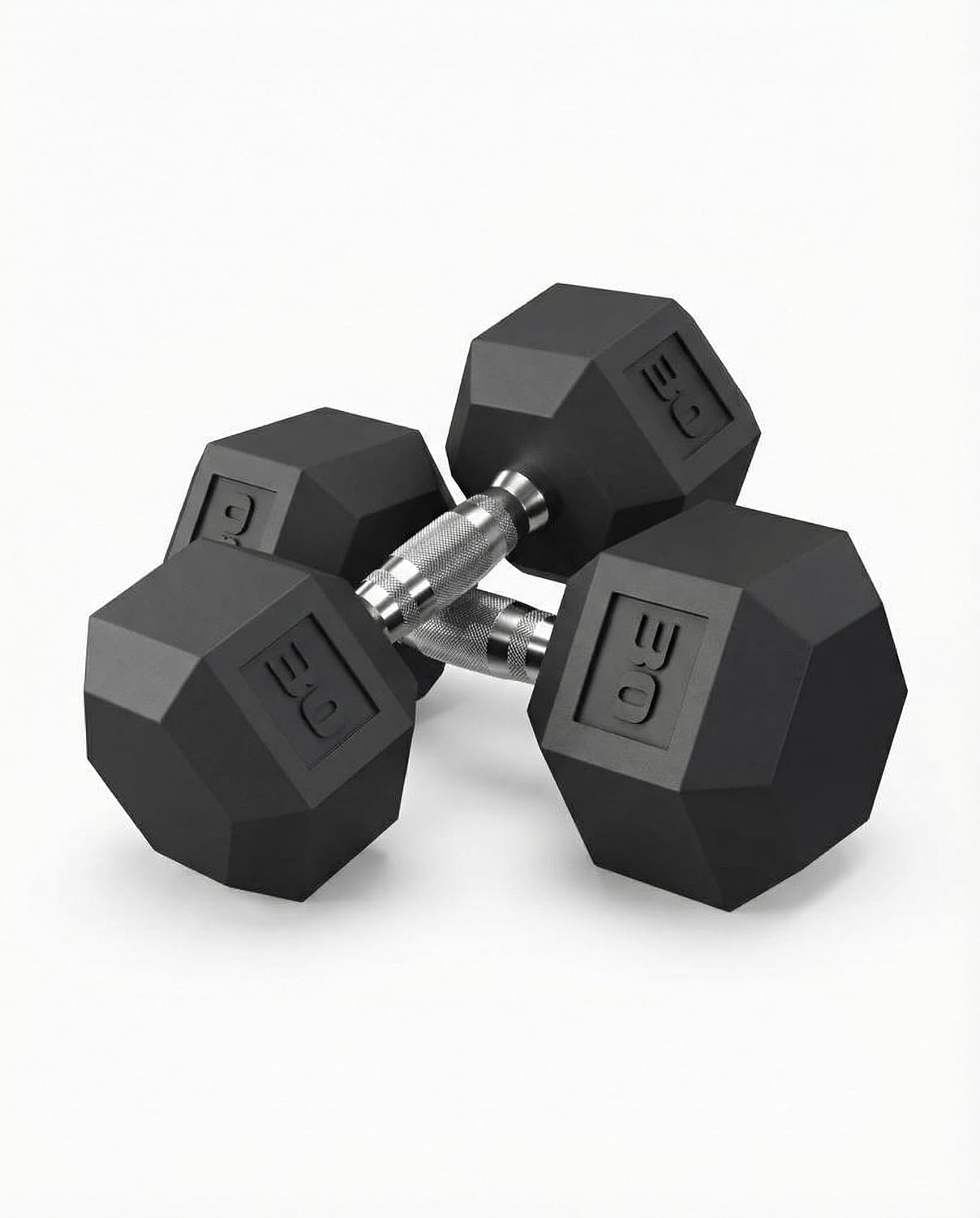 Superior Hex Dumbbell Set of 2 PVC or Rubber Coated Hand Weights for Home Gym – Non-Slip, Anti-Roll Design – Cast Iron Core Strength Training Equipment for Men & Women – Black