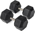 Titan Fitness Free Weights, Rubber Coated Hex Dumbbell, Straight Stainless Steel Handle, Strength Training, Full Body Workout