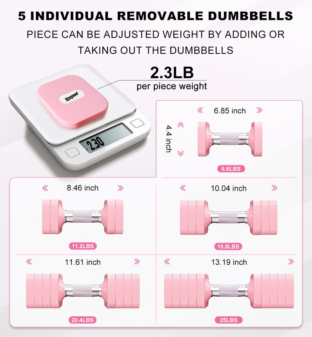 15LB 20LB 30LB 40LB 50LB Adjustable Dumbbell Set Free Weights Dumbbells Set for Women Men Hand Weights Sets Adjust Dumbbell Weight Sets for Home Gym Exercise Workout Strength Training Equipments