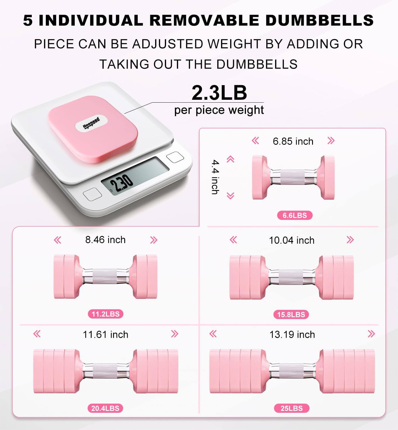 15LB 20LB 30LB 40LB 50LB Adjustable Dumbbell Set Free Weights Dumbbells Set for Women Men Hand Weights Sets Adjust Dumbbell Weight Sets for Home Gym Exercise Workout Strength Training Equipments