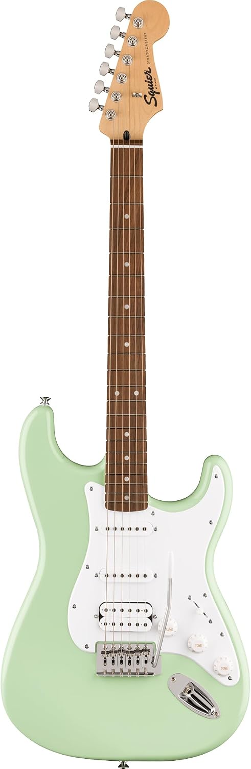 Fender Squier Sonic Stratocaster HSS Electric Guitar, Laurel Fingerboard, White Pickguard - Surf Green