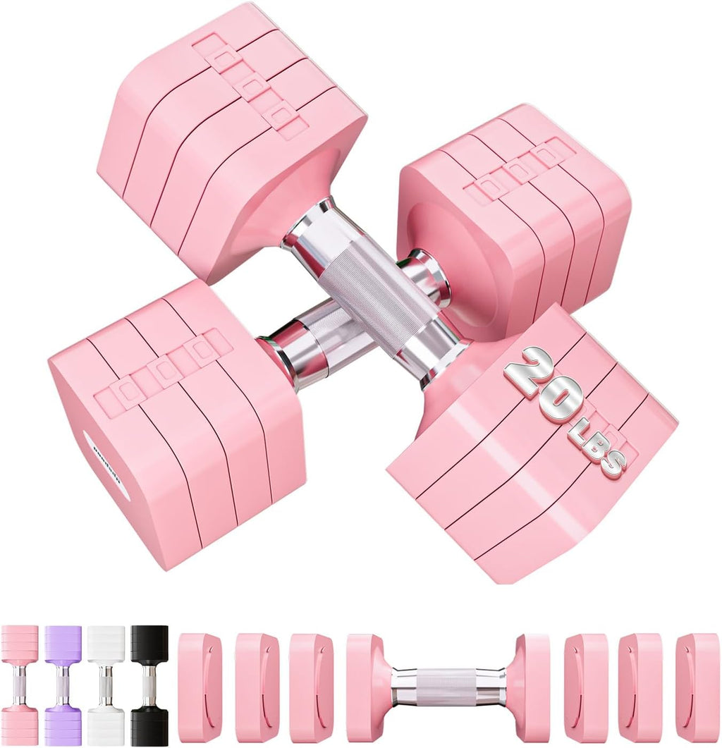 15LB 20LB 30LB 40LB 50LB Adjustable Dumbbell Set Free Weights Dumbbells Set for Women Men Hand Weights Sets Adjust Dumbbell Weight Sets for Home Gym Exercise Workout Strength Training Equipments