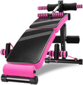 Sit-up Bench Crunch Board Multi-Function Exercise Fitness Workout Folding Kicking Fitness Equipment Dumbbell Bench (Pink)