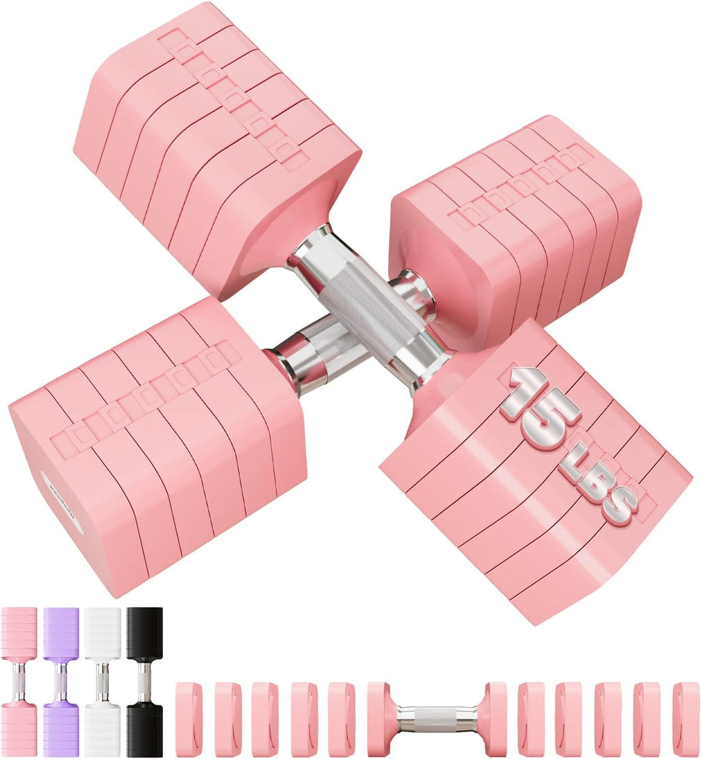 15LB 20LB 30LB 40LB 50LB Adjustable Dumbbell Set Free Weights Dumbbells Set for Women Men Hand Weights Sets Adjust Dumbbell Weight Sets for Home Gym Exercise Workout Strength Training Equipments