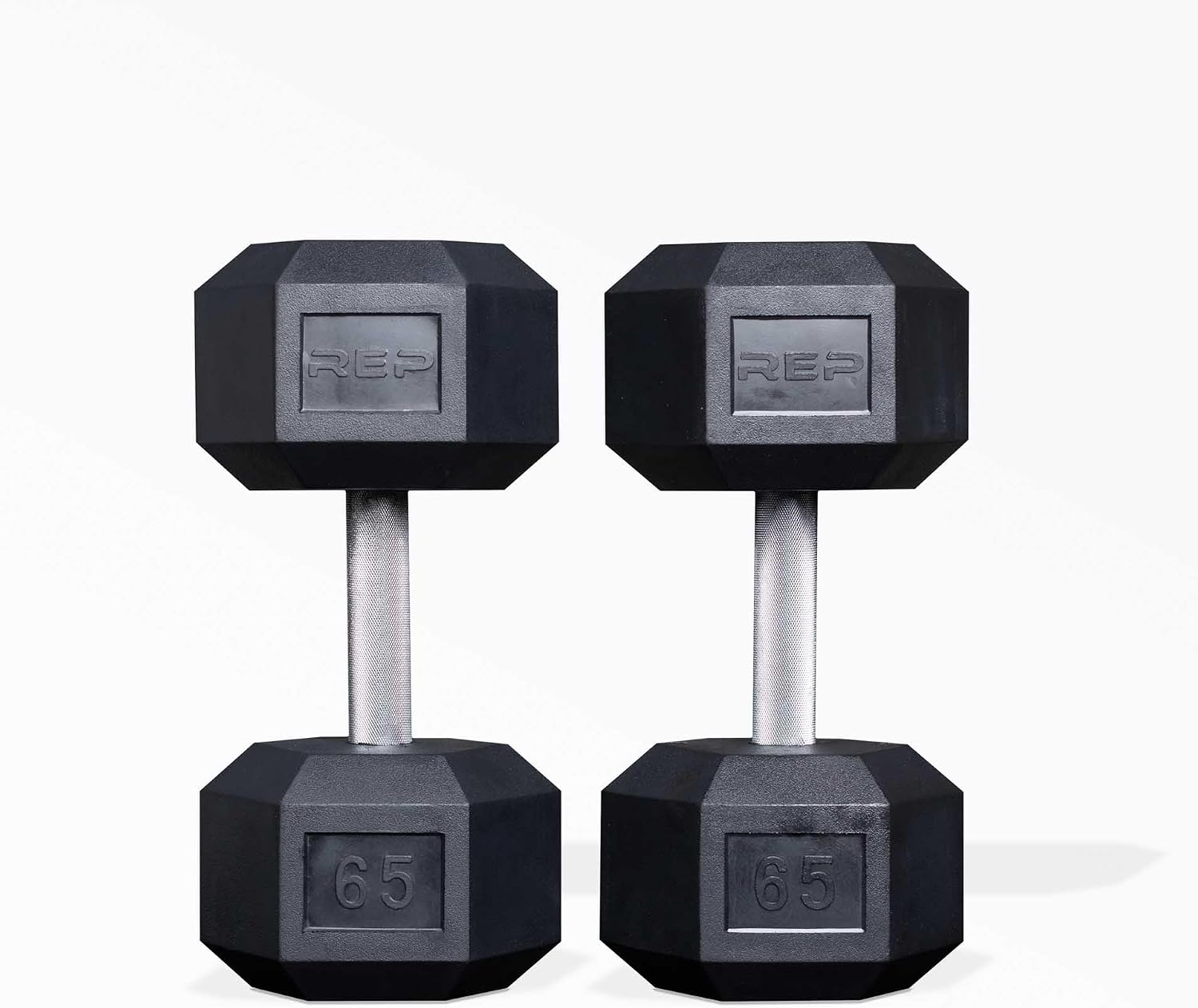 Rep Fitness 55lb-75 lb Dumbbell Set- Rubber Hex, Low Odor, Fully Knurled- Made for Heavy Lifting
