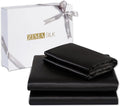 ZIMASILK 100% 19 Momme Pure Mulberry Silk Bedding 4-Pieces Set for Sleeping, Soft, Breathable & Hypoallergenic,for Hair & Skin Care (King Black)