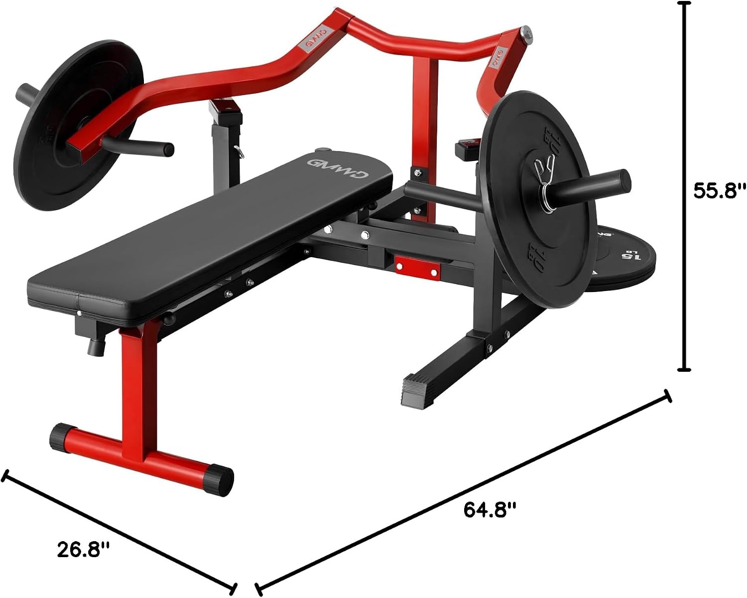 GMWD Chest Press Machine, 1200LBS Bench Press Machine with Independent Converging Arms, Adjustable Flat Incline Bench for Chest, AB Workouts, Shoulder Home Gym Equipment, V1