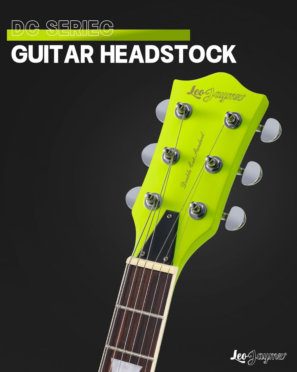 Leo Jaymz 39 Inch Solid Body Electric Guitar - Poplar Wood Body，Maple Neck and Laurel Wood Fretboard (Fluorescent Green)