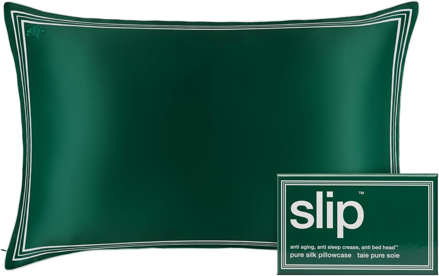 slip The Original Queen Pure Silk Pillow Case - 100% Pure 22 Momme Mulberry Silk - Queen Size Standard Pillow Case - Anti-Aging, Anti-BedHead, Anti-Sleep Crease, The Green (20' x 30')