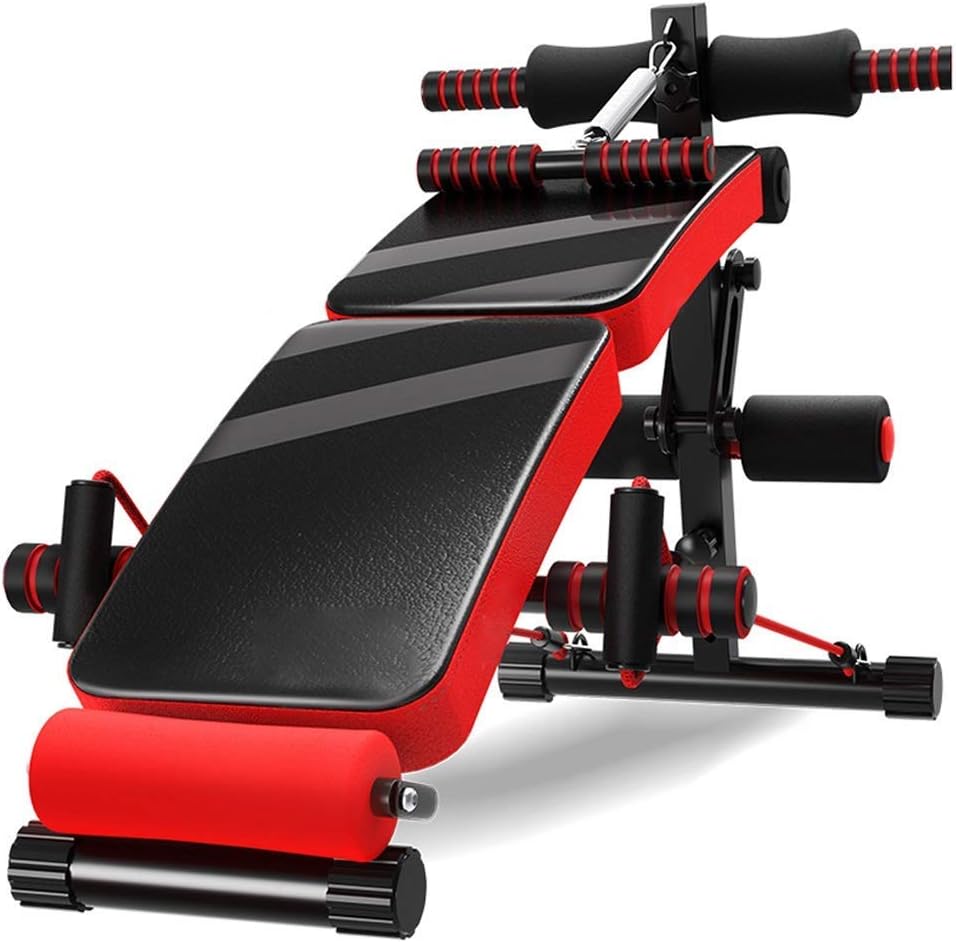 Sit-up Bench Crunch Board Multi-Function Exercise Fitness Workout Folding Kicking Fitness Equipment Dumbbell Bench (Red)