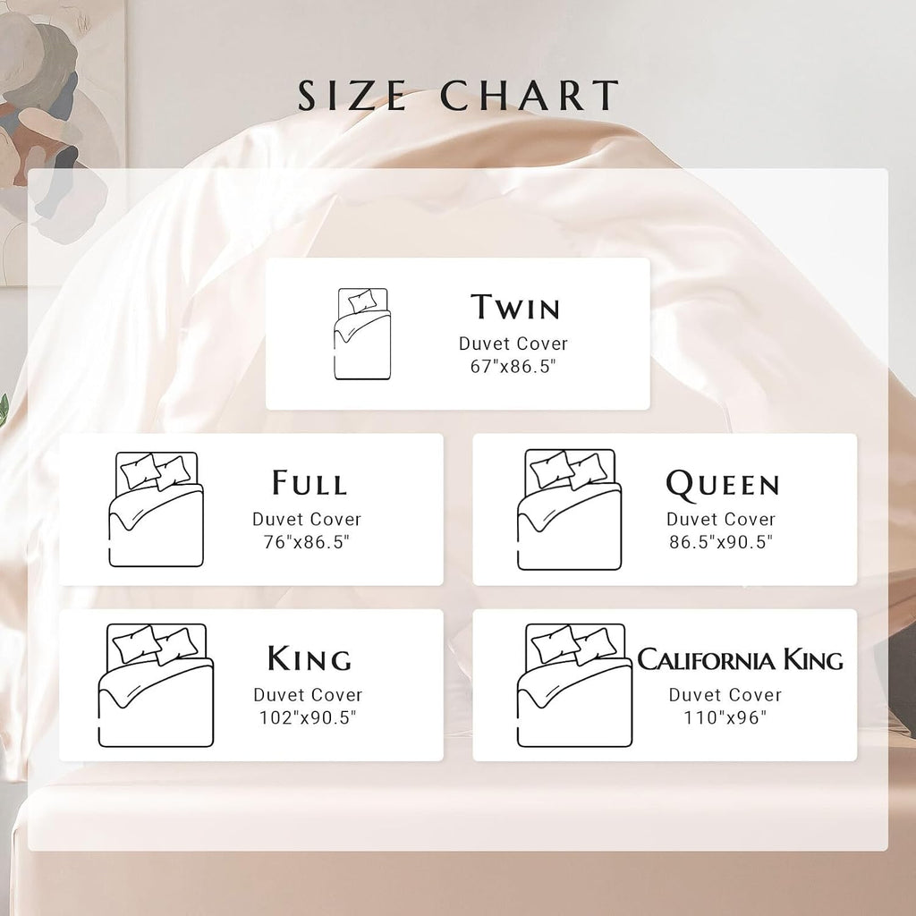THXSILK Silk Duvet Cover, 100% 7A+ Mulberry Silk Comforter Cover, Seamless, Breathable, Easy Care Zipper Closure, 1 Duvet Cover Only - Queen, Champagne