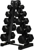 RITFIT Rubber Hex Dumbbells Set with Rack, 180-780LB Heavy-Duty Cast Iron Core, Knurled Chrome Handle, Space-Saving Storage Rack for Home Gym Strength Training