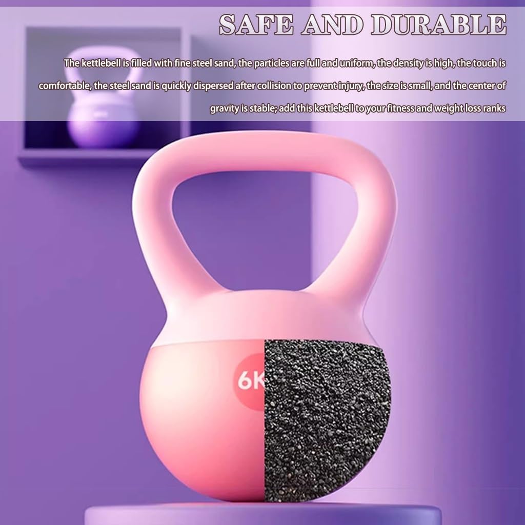 Kettlebell Weights Women's Beginner Weight Loss Soft Kettle Bells, Buttocks Shaping/sports Dumbbell, Home Fitness Equipment, Frosted Non-slip Handle(Pink-10kg)
