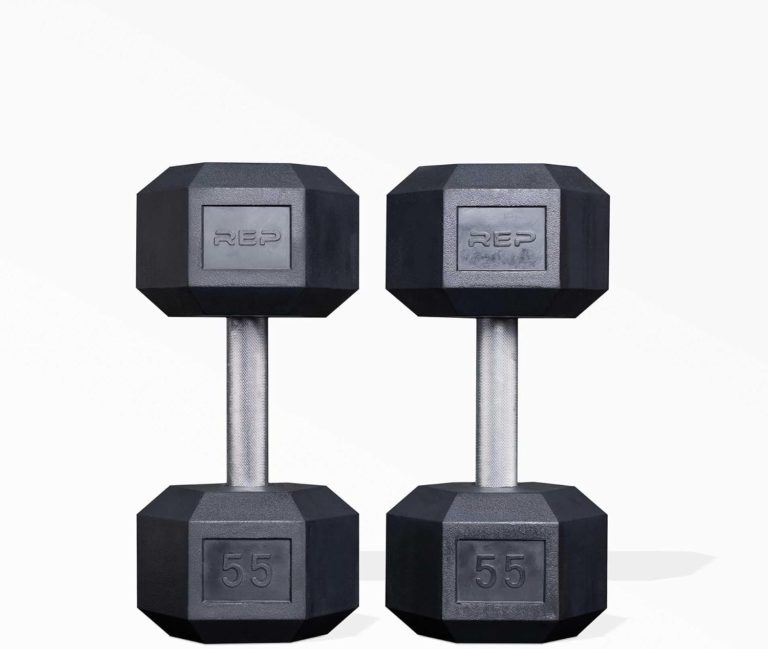 Rep Fitness 55lb-75 lb Dumbbell Set- Rubber Hex, Low Odor, Fully Knurled- Made for Heavy Lifting