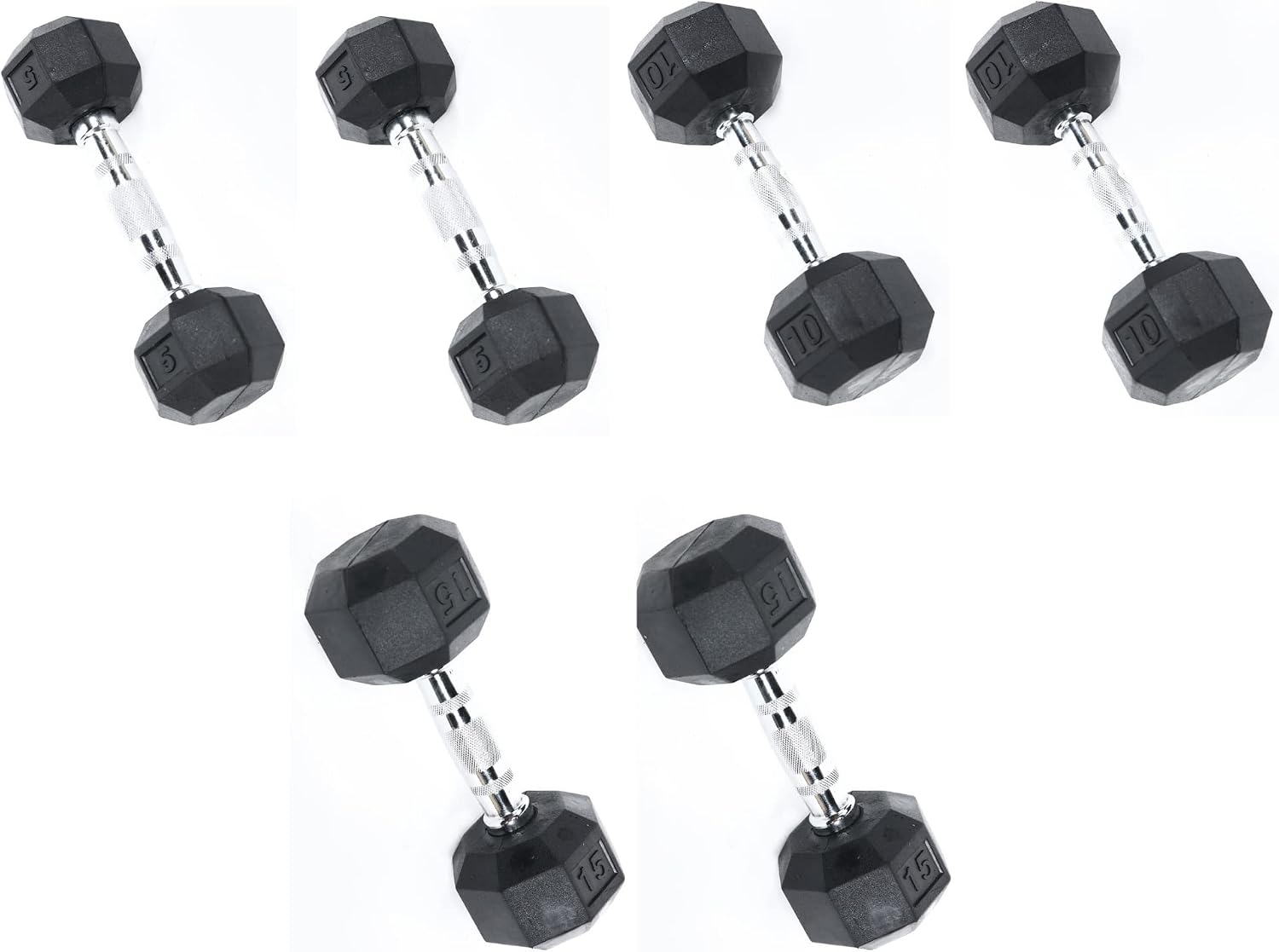 Ader 2-100LB Octagon Deluxe Professional Rubber Dumbbell, Pair
