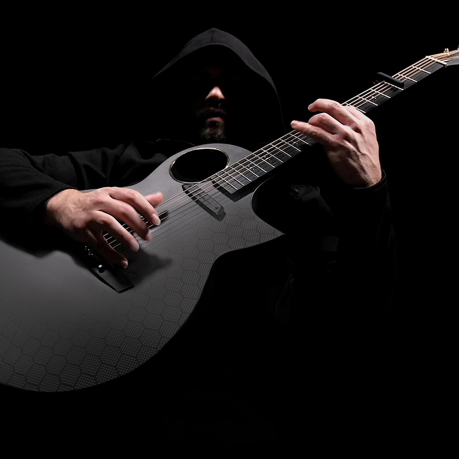 Enya X4 PRO Custom Luca Stricagnoli Collaboration Edition – Black Hole, 41' Full-Size Carbon Fiber Acoustic-Electric Guitar, Smart Onboard Pickup System, Cutaway Design, with Custom Gig Bag